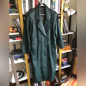 Vintage Pelle Green Leather Trench Coat